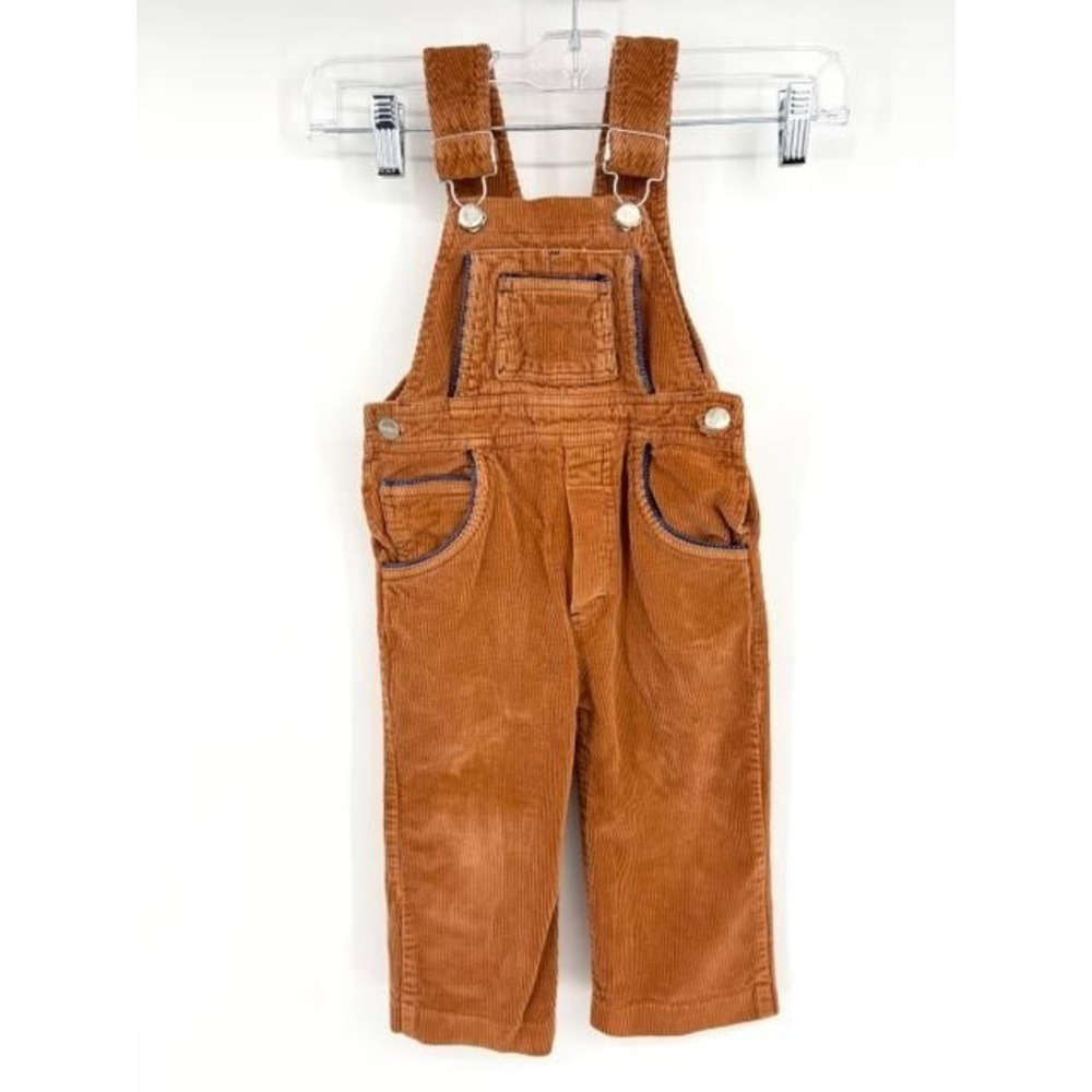 Vintage Popsicle Kids Corduroy Overalls Size 3T Caramel Brown Bib Jumpsuit 70s